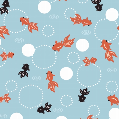 青嵐風呂敷　金魚柄　ブルー